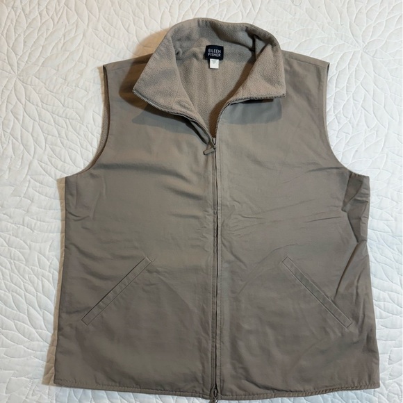 Eileen Fisher Vest Women Sleeveless Pocket Jacket brown S - Picture 2 of 9
